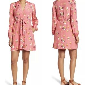 byTiMo Tieband V-Neck Dress in Pink Floral Blossom